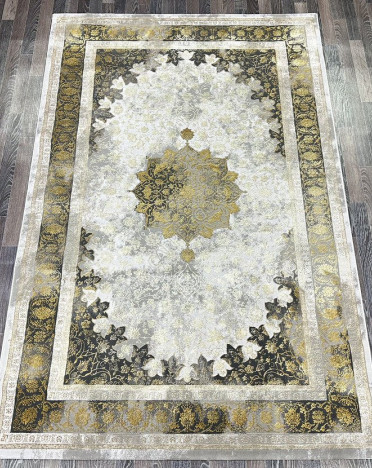 Ковер турецкий AA610A Lisa (Полиэстер, желтый, серый)