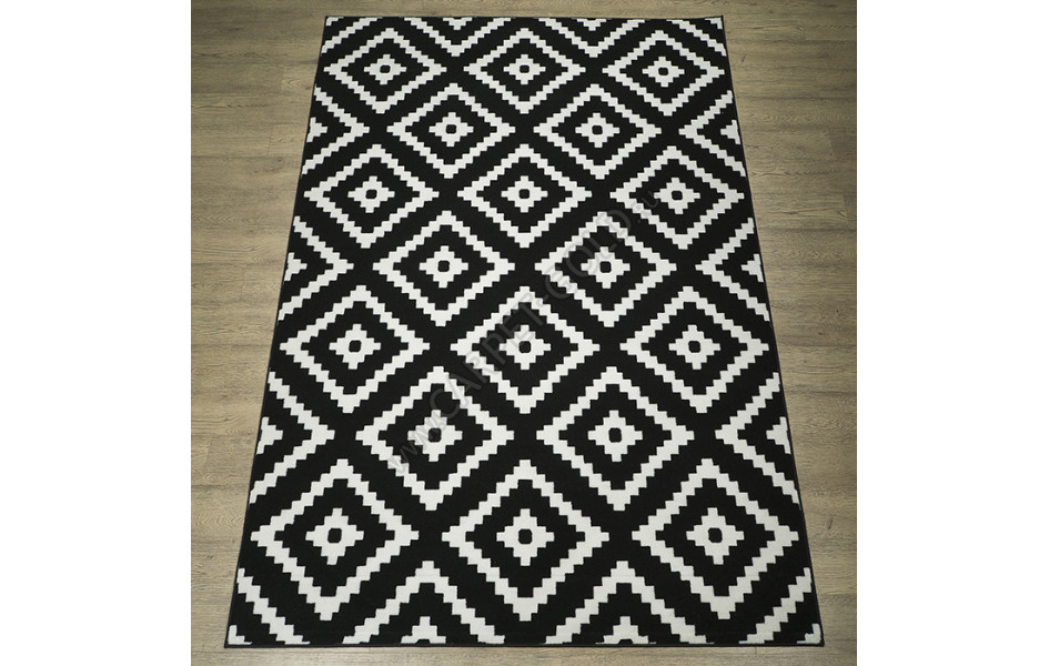 Ковер геометрия черный с белым ДИЗАЙН 15767 ЦВЕТ 10755 Лайла де Люкс